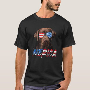 4th Of July Chocolate Labrador American Flag Lab D T-Shirt