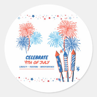 4th of july  classic round sticker