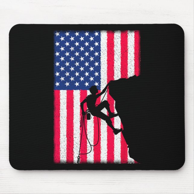 4th Of July Climbing Patriotic Usa Flag Mountain C Mouse Pad (Front)