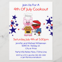 4th of July Cookout Funny Pig Hamburgers and Stars