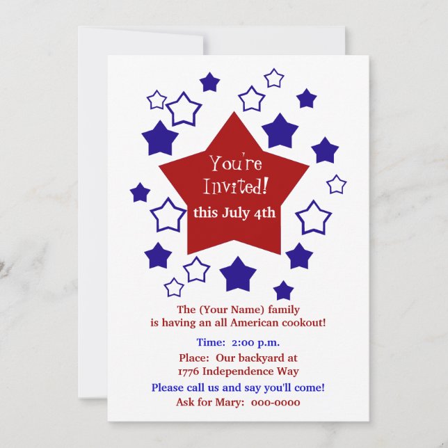 4th of July Cookout Invitation (Front)