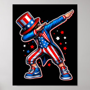 4th Of July Cool Dabbing Boy American Flag Patriot Poster