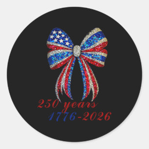 4th Of July Coquette American Flag Bow Funny Girls Classic Round Sticker