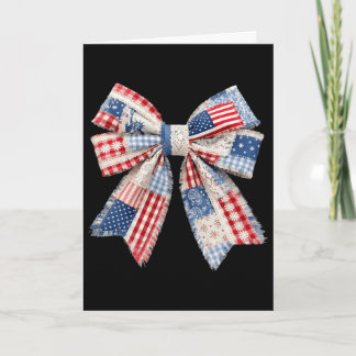 4th Of July Coquette Bow American Flag Girl Women Card
