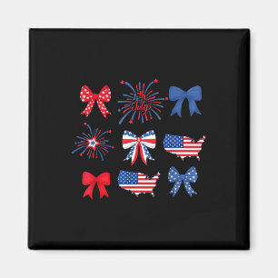 4th Of July Coquette Bow Fireworks Red White And B Magnet