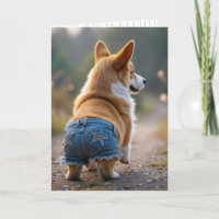 4th of July Corgi Dog Wearing Blue Jean Shorts