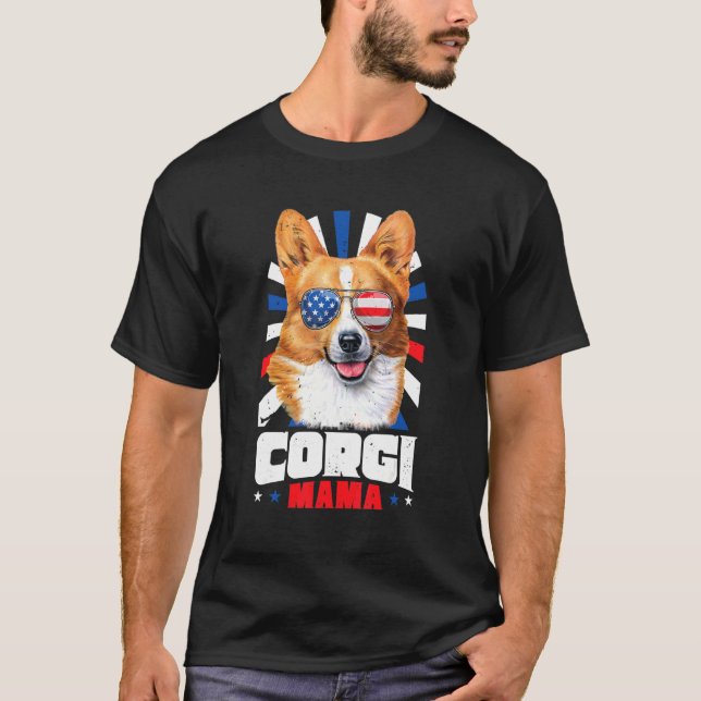 4th Of July Corgi Mama T-Shirt (Front)