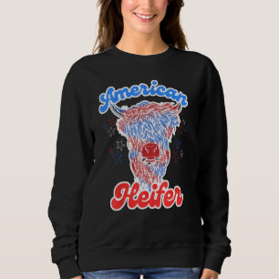 4th of July Cow for American Heifer Highland Cow Sweatshirt