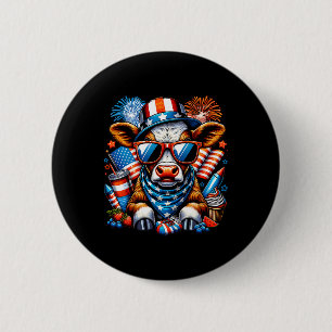 4th Of July Cow Heifer Patriotic Cow Farmer  6 Cm Round Badge