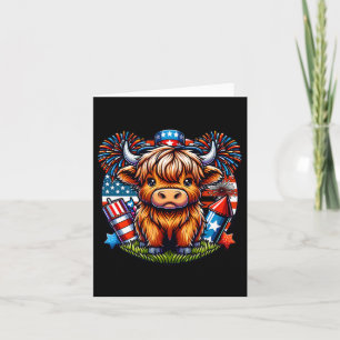 4th Of July Cow Patriotic Cute Cow Farmer  Card