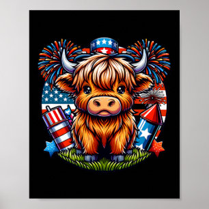4th Of July Cow Patriotic Cute Cow Farmer  Poster