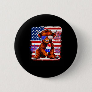 4th Of July Cow Popsicle Firework Usa American  6 Cm Round Badge
