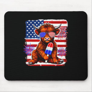 4th Of July Cow Popsicle Firework Usa American Mouse Pad