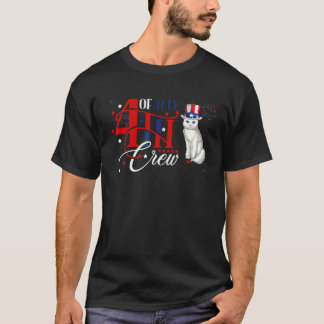 4th Of July Crew Costume Cat Wearing Hat American  T-Shirt