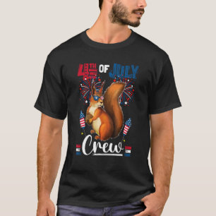 4th Of July Crew Squirrel Sunglasses American Fla T-Shirt