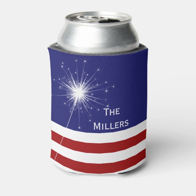 4th of July Customisable Can Cooler with Sparkler (Can Back)