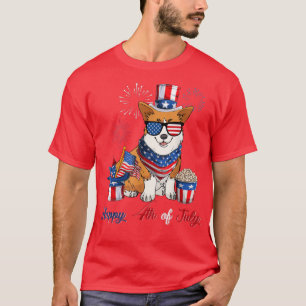 4th Of July Cute American Flag Funny Corgi Dog Fir T-Shirt