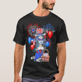 4Th Of July Cute Anime Sugar Skull Manga n Girls W T-Shirt