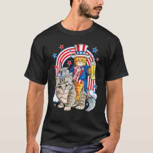 4th Of July Cute Cat Independence Day American  Ca T-Shirt
