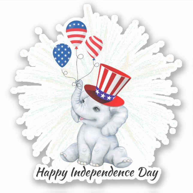 4th Of July Cute elephant Happy freedom Usa Flag  (Front)