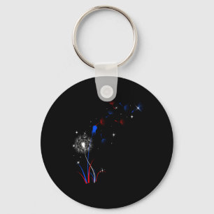 4th Of July Cute Flower American Patriotic  Key Ring