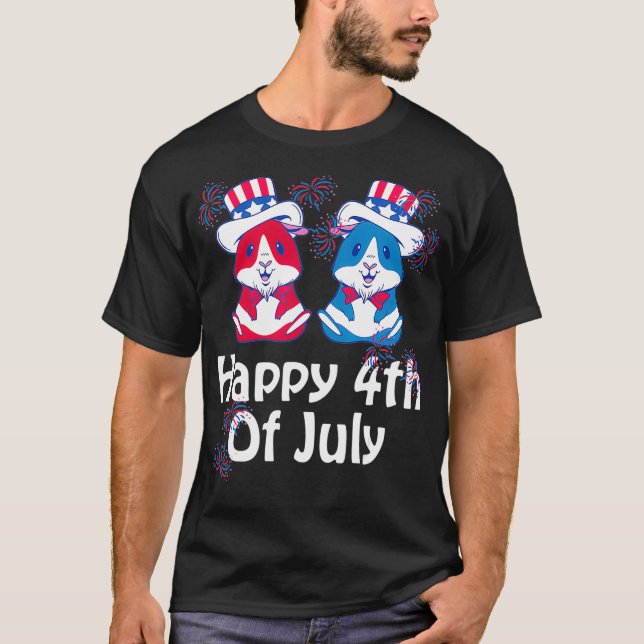 4th of July Cute Hamster Independence Day USA T-Shirt (Front)