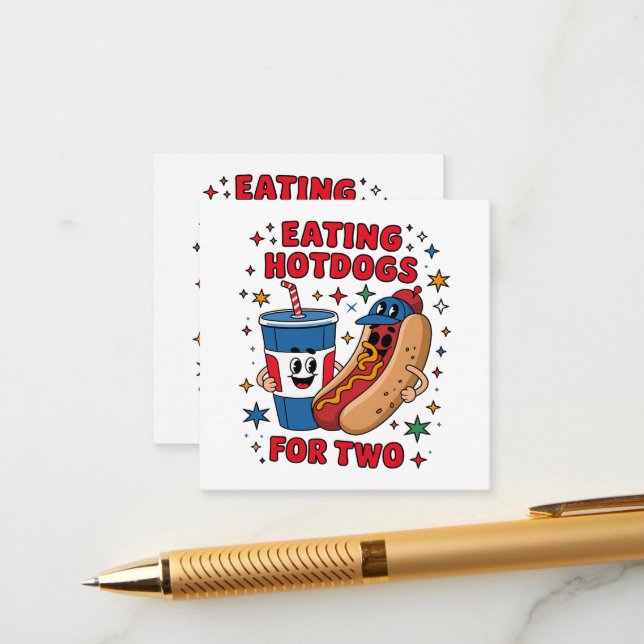 4th Of July Cute Hotdogs Enclosure Card (Front/Back In Situ)