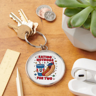 4th Of July Cute Hotdogs Key Ring
