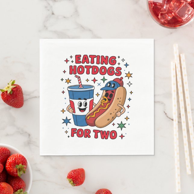 4th Of July Cute Hotdogs Napkin (Insitu)