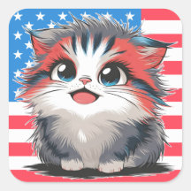 4th of July Cute Kitten Sticker Sheet