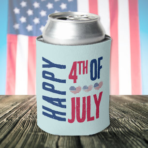 4th Of July Cute Patriotic American Flag Can Cooler