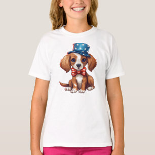 4th Of July Cute Puppy Dog-71009 T-Shirt