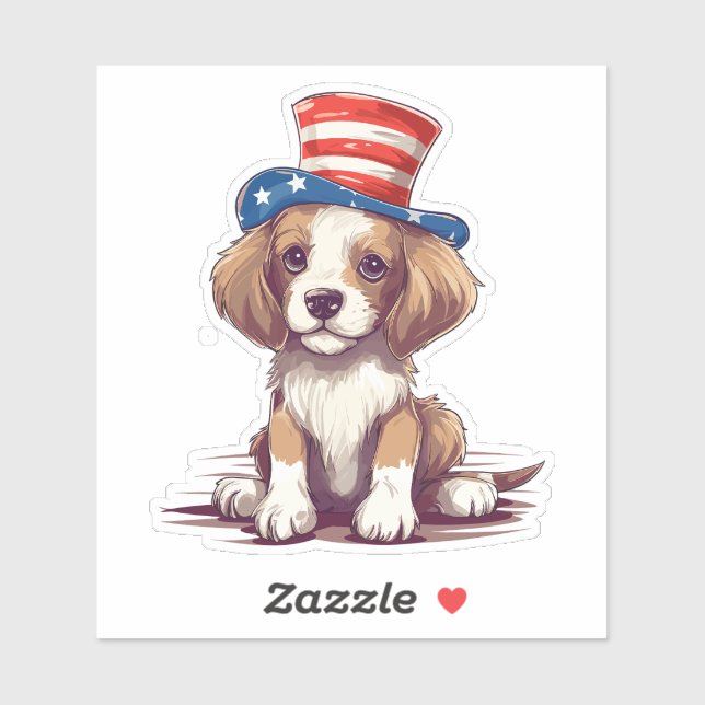 4th of July Cute Puppy Dog with Hat-54676 (Sheet)