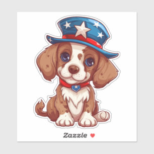 4th of July Cute Puppy With American Hat-71009