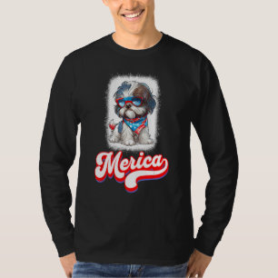 4th Of July Cute Shih Tzu Puppy Dog T-Shirt