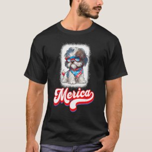 4th Of July Cute Shih Tzu Puppy Dog T-Shirt