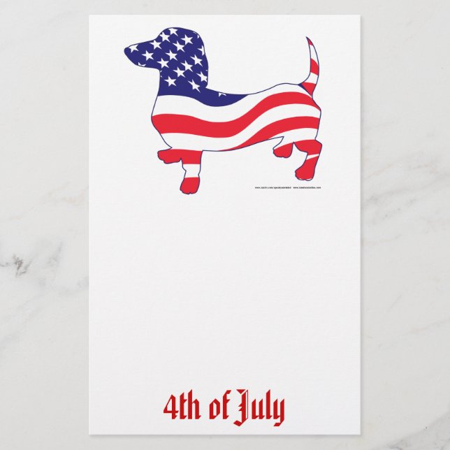 4th of July Dachshund Stationery (Front)