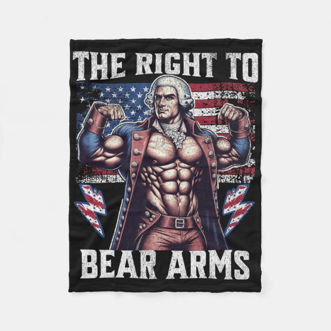4th Of July Dad Usa Flag 2nd Bear Arms Bodybuildin Fleece Blanket (Front)