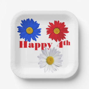 4th of July Daisies Paper Plate