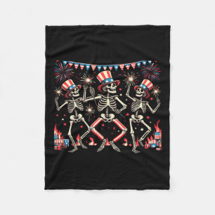 4th Of July Dancing Skeletons Funny Patriotic Men Fleece Blanket
