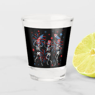 4th Of July Dancing Skeletons Shot Glass