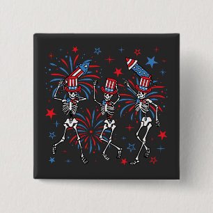 4th Of July Dancing Skeletons Square 15 Cm Square Badge
