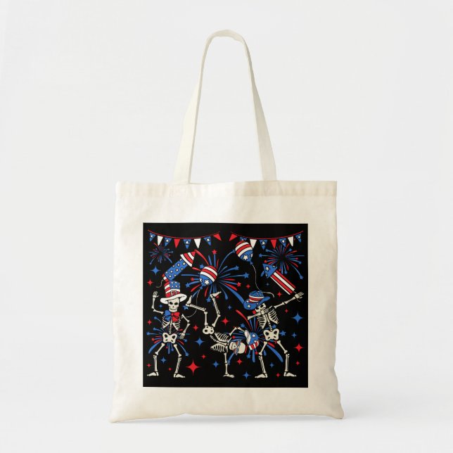 4th Of July Dancing Skeletons Tote Bag (Front)