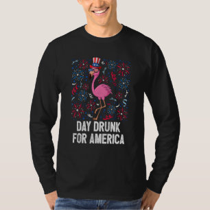 4th Of July Day Drunk Flamingo US Flag Freedom Pat T-Shirt