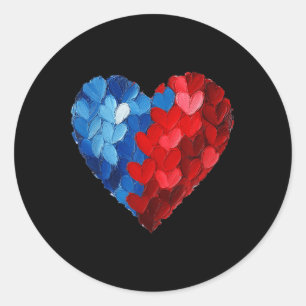 4th Of July Day Heart Brushstroke Usa Flag Indepen Classic Round Sticker