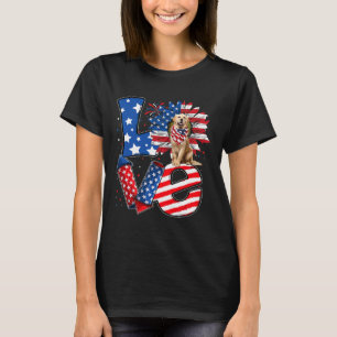 4th Of July Decor Patriotic Love Golden Retriever T-Shirt