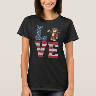 4th Of July Decor Patriotic Love Monkey American F T-Shirt