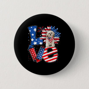 4th Of July Decor Patriotic Love Shih Tzu Dog Usa 6 Cm Round Badge