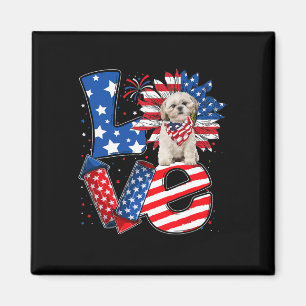 4th Of July Decor Patriotic Love Shih Tzu Dog Usa  Magnet