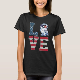 4th Of July Decor Patriotic Love Snowy Owl America T-Shirt